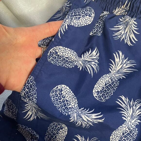 EXPRESS Pineapple Pull On Elastic Swim Trunks Shorts Blue Red White Medium - Picture 3 of 4